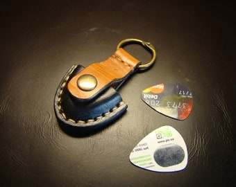 Leather guitar pick case, keychain pick wallet, custom guitarist & musician gift