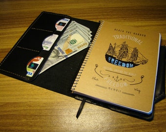 Portefeuille en cuir, carnet rechargeable et organisateur, dossier de document personnalisé pour hommes, étui de voyage passeport