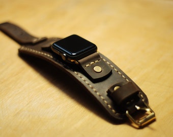 Cinturino per orologi Apple, cinturino in pelle vera, fascia di smartwatch personalizzata da uomo, 38-40 mm