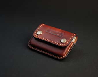 Tarjetero de cuero hecho a mano: Estuche para tarjetas de presentación con marco denso