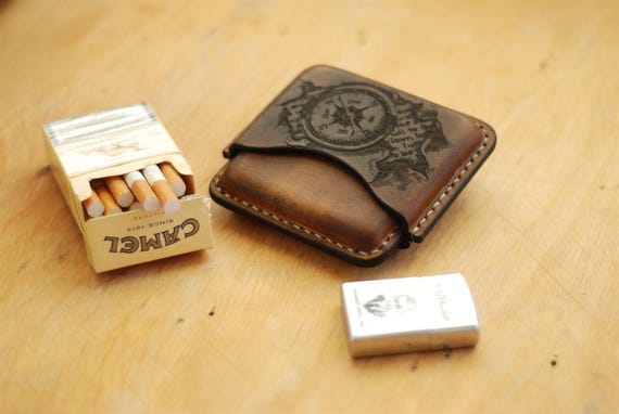 Buy Leather Cigarette Case With Compass and Quote Engraving, Stitched  Tobacco Box, Smoking Accessories Online in India