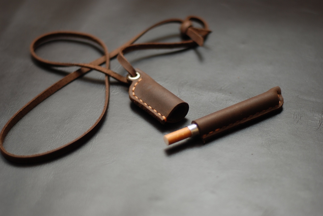 Leather Cigarette Case, Men's Tobacco Box, Neck Lanyard - Etsy