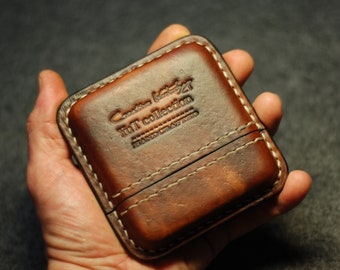 Men's cigarette case, engraved tobacco box, stitched cigar wallet, custom smoking accessory