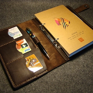 Carnet rechargeable en cuir, portfolio personnalisé pour hommes, dossier de document, organisateur de voyage de passeport