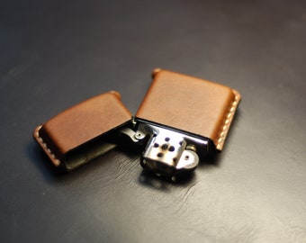 Leather Zippo Lighter Case, Hand-Stitched Pouch