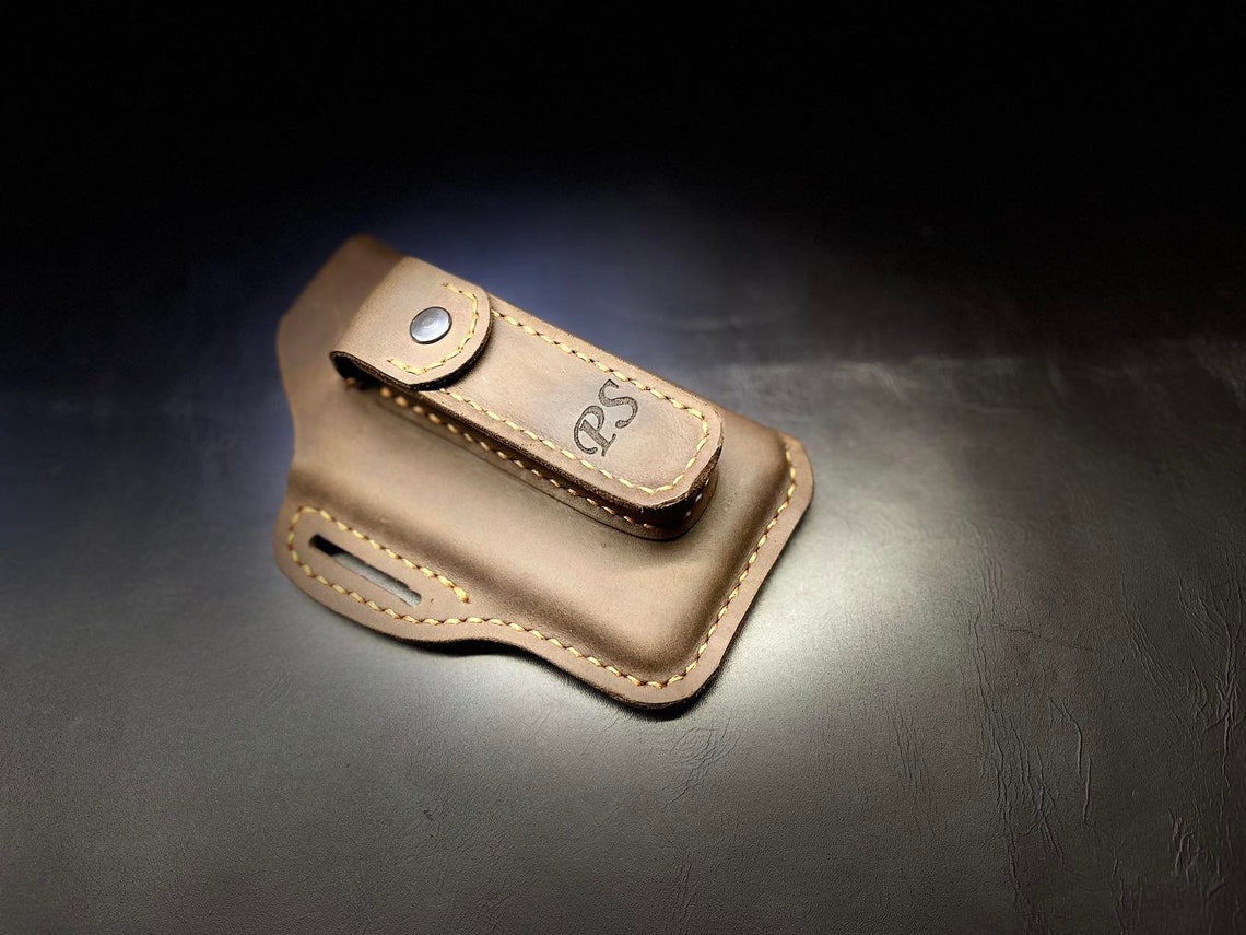 Phone Leather Holster Smartphone & Pocket Knife Engraved Belt Etsy