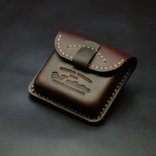 Leather case for cigarettes or money, men's engraved tobacco box, custom smoking accessories, small wallet
