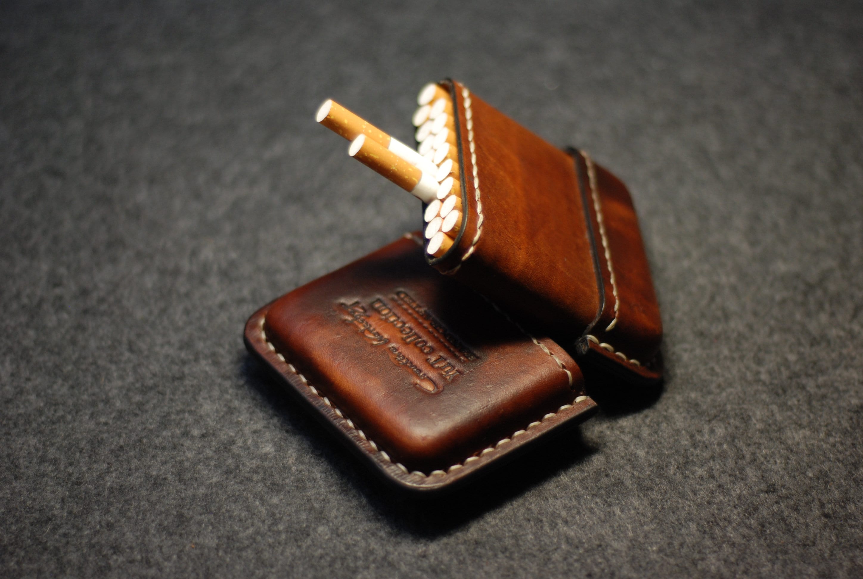 Men's Cigarette Case, Engraved Tobacco Box, Stitched Cigar Wallet ...