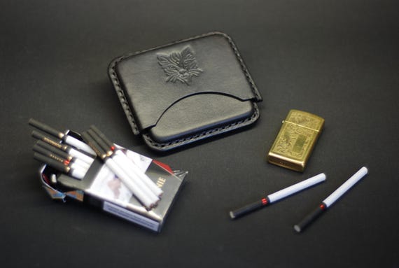 Leather Cigarette Case with Zippo Slim Holder, Handmade Leather Cigarette Wallet, Tobacco Case, Men's Leather Gift