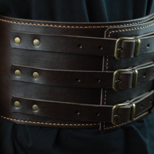 Leather wide belt, men athletic, powerlifting, weightlifting belt, men waist corset