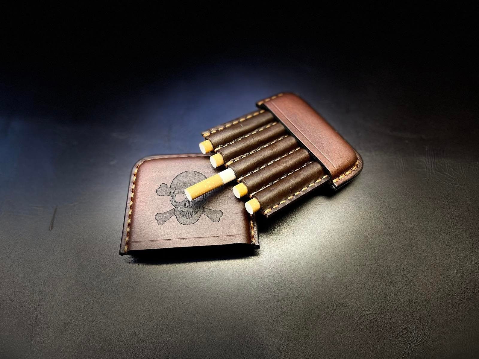 Brown Genuine Leather Cigarette Case Fits 120s. Snap & Zipper Pouch / Coin  Purse | eBay