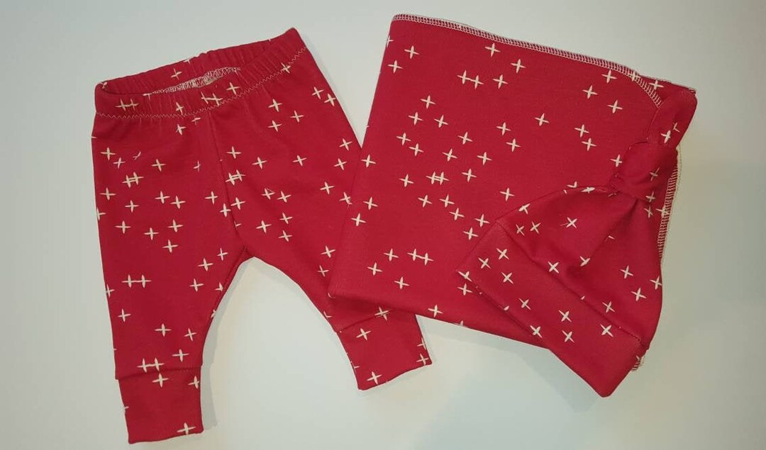 Red Organic Swaddle Blanket & Newborn Hat Set. Newborn Etsy