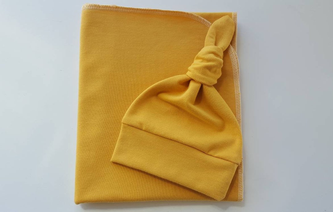 Organic Gender Neutral Take Home Set. Mustard Organic Swaddle Blanket
