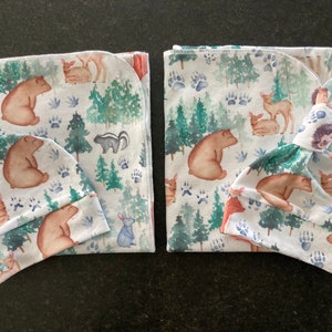 Wildlife Swaddle Blanket & Newborn Hat Set. Gender Neutral Take Home Set. Bear, Deer, Fox, Swaddle Set. Newborn Photo Prop. Baby Shower Gift