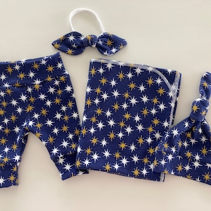 Sparkle Swaddle and Hat or Headband Set. Newborn Leggings. Gender Neutral Newborn Set. Newborn Photo Prop. Baby Shower Gift.