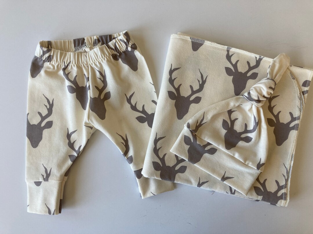 Deer Swaddle Blanket & Newborn Hat Set. Newborn Leggings. Etsy