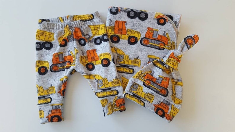 Newborn Pants Newborn Boy Coming Home Set Newborn Hat Construction Equipment Swaddle Set Equipment Swaddle Excavator Newborn Clothes.