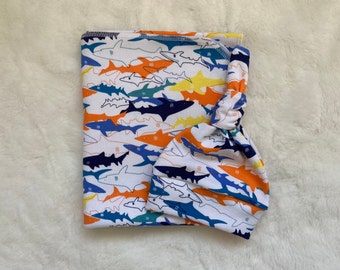 Shark Baby Blanket & Newborn Hat Set. Newborn Boy Take Home Set. Shark Swaddle Set. Baby Boy Shower Gift. Newborn Boy Photo Prop.