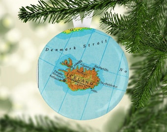 Iceland Christmas Ornament, Iceland Christmas Gift, Iceland Map Ornament, Iceland Gift, Map of Iceland