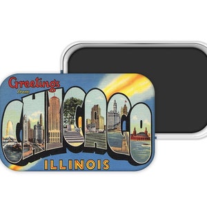 Chicago Gift, Chicago Magnet, Chicago Wedding Favor, Chicago Souvenir, Chicago Postcard Magnet,