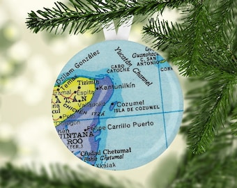 Cozumel Christmas Ornament, Cozumel Gift, Cozumel Christmas, Cozumel Ornament, Cozumel Map Ornament