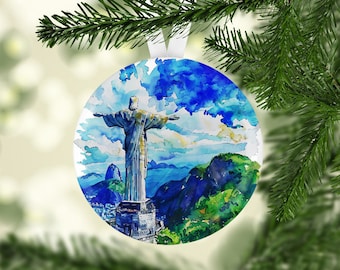 Christ The Redeemer Ornament, Rio de Janeiro Brazil Ornament, Brazil Christmas Ornament, Landmark Ornament, Rio de Janeiro Ornament