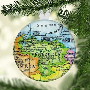 Venezuela Christmas Ornament, Gift under 5, Venezuela Christmas Gift, Map Ornament, Venezuela Christmas Ornament,