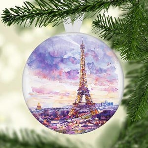 Eiffel Tower Ornament, Paris Map Ornament, Paris Christmas Gift, Paris Ornament, Paris Wedding Favor, Eiffel Tower Gift