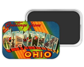 Cincinnati Gift, Cincinnati  Magnet, Cincinnati Wedding Favor, Cincinnati Souvenir, Cincinnati Postcard Magnet, Ohio Magnet