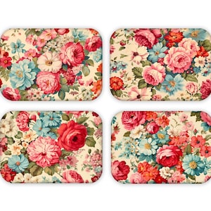 Set of 4 Refrigerator Magnets, Flower Magnets, Magnet Gift, Pink Magnets, Kitchen Magnets, Housewarming Gift, Flower Refrigerator Magnets