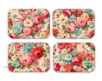 Set of 4 Refrigerator Magnets, Flower Magnets, Magnet Gift, Pink Magnets, Kitchen Magnets, Housewarming Gift, Flower Refrigerator Magnets