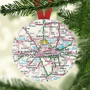 Dallas Map Ornament, Map Ornament, Fort Worth Map Christmas Gift, Dallas Christmas Ornament, Fort Worth Map