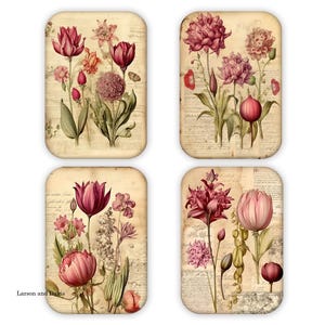 Set of 4 Refrigerator Magnets, Magnets, Magnet Gift, 2 x 3 Magnets, Flower Magnets, Housewarming Gift, Flower Refrigerator Magnets, Kitchen