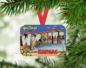 Wichita Kansas Ornament, Wichita Christmas Ornament, Kansas Souvenir Christmas Ornament, Kansas Wedding Favor, Kansas Christmas Ornament