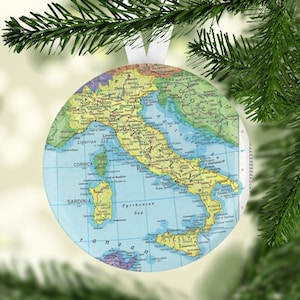Italy Christmas Ornament, Gift under 5, Italy Christmas Gift, Italy Map Ornament, Italy Gift, Map of Italy
