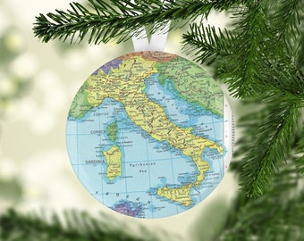 Italy Christmas Ornament, Gift under 5, Italy Christmas Gift, Italy Map Ornament, Italy Gift, Map of Italy