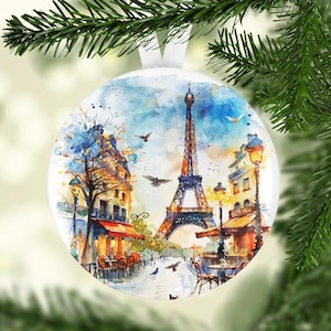 Eiffel Tower Ornament, Paris Map Ornament, Paris Christmas Gift, Paris Ornament, Paris Wedding Favor, Eiffel Tower Gift