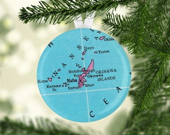 Okinawa Japan Christmas Ornament, Okinawa Christmas Gift, Map of Okinawa Ornament, Japan gift