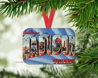 Madison Ornament, Madison Wisconsin Christmas Ornament, Wisconsin Christmas Ornament, Wisconsin Ornament,