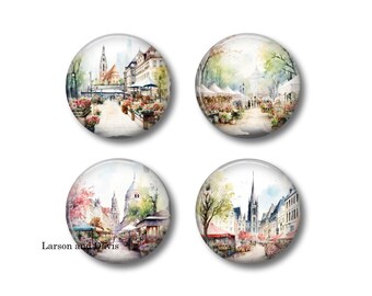 Set of 4 Refrigerator Magnets, Flower Magnets, Flower Gift, Flower Decor Magnet, Kitchen Magnet, Flower Marget Magnets,