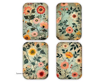 Set of 4 Refrigerator Magnets, Magnets, Magnet Gift, 2 x 3 Magnets, Flower Magnets, Housewarming Gift, Flower Refrigerator Magnets, Kitchen