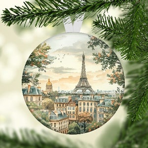 Eiffel Tower Ornament, Paris Map Ornament, Paris Christmas Gift, Paris Ornament, Paris Wedding Favor, Eiffel Tower Gift