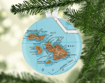 Hawaii,  Hawaii Map Ornament, Gift under 5, Hawaii Christmas Gift, Hawaii Ornament, Hawaii Map, Hawaii Wedding Favor, Secret Santa