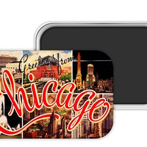 Chicago Gift, Chicago Magnet, Chicago Wedding Favor, Chicago Souvenir, Chicago Postcard Magnet,