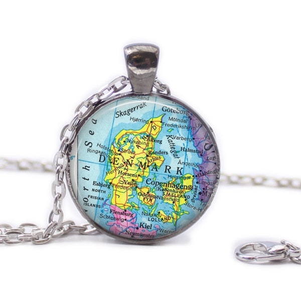 Denmark Map, Pendant Map Necklace Map Jewelry Denmark Map Pendant, Denmark Jewelry