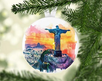 Christ The Redeemer Ornament, Rio de Janeiro Brazil Ornament, Brazil Christmas Ornament, Landmark Ornament, Rio de Janeiro Ornament