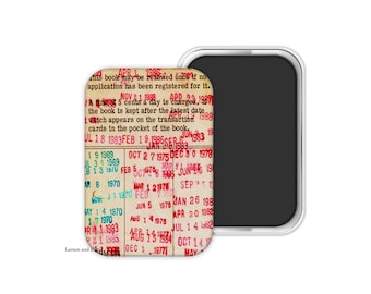 Library Card Magnet, Library Card Refrigerator Magnet, Due Date Fridge Magnet, Literary Gift