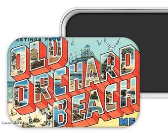 Old Orchard Beach Magnet, Old Orchard Beach Souvenir, Maine Gift, Maine Magnet, Maine Wedding Favor, Maine Refrigerator Magnet