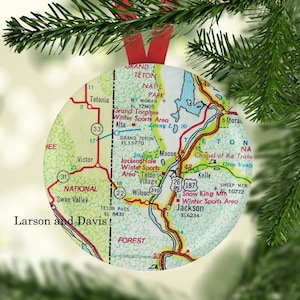 Jackson Hole Christmas Ornament, Jackson Hole Ornament, Jackson Hole Wedding Favor, Jackson Hole Wyoming Map Ornament