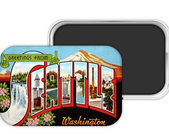 Seattle Gift, Seattle Magnet, Seattle Wedding Favor, Seattle Refrigerator Magnet, Seattle Souvenir